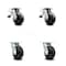 Service Caster 6 Inch Rubber on Steel Caster Set with Roller Bearing 2 Total Lock Brake SCC SCC-TTL30S620-RSR-2-S-2 - alternate 1